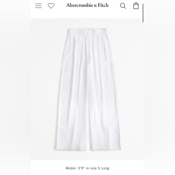 Abercrombie & Fitch Crinkle Texture Pull-on Pants - White - Picture 6 of 7